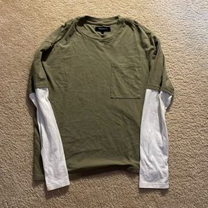 Pacsun Long Sleeve Tee White and Olive Green